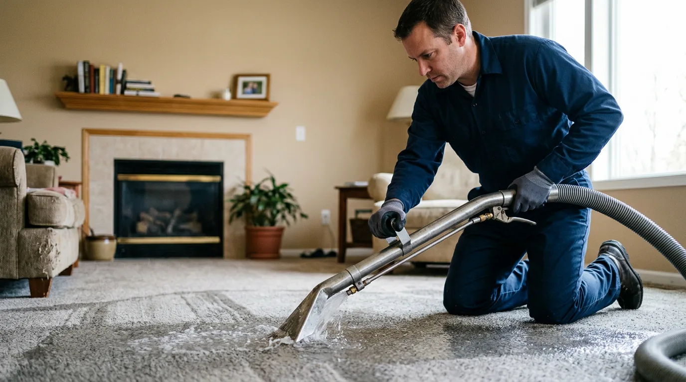 Water damage restoration technician working near Royalton, IL
